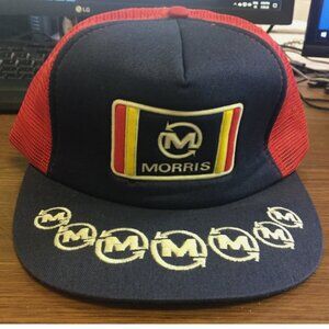 Vintage Morris Denim Red Snapback Trucker Baseball Cap